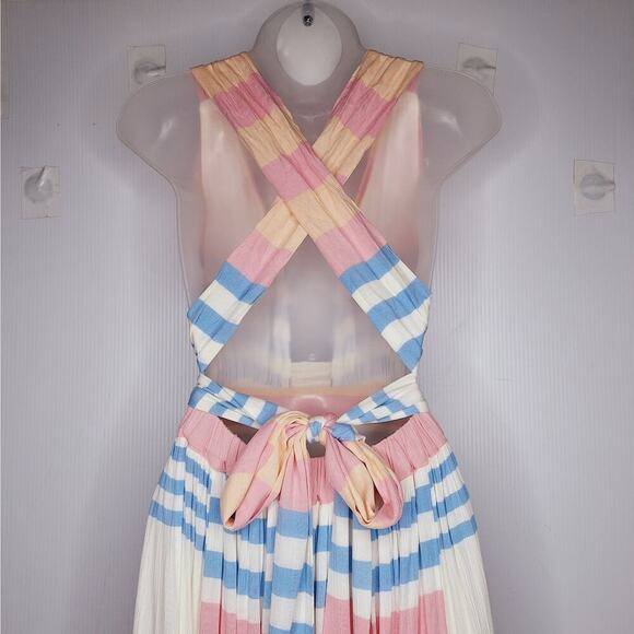 Mara Hoffman Swim Crinkle Crepe Stripe Halter Maxi Dress XS Resort Swim Cover - Picture 6 of 15